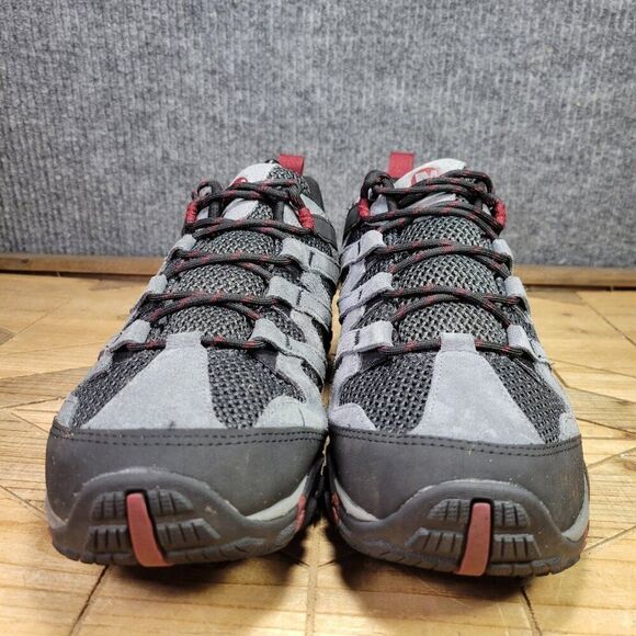 WIDE Merrell Alverstone Mens 9.5W Waterproof Hiking Shoes‎ Gray Suede Mesh Upper - Picture 4 of 11